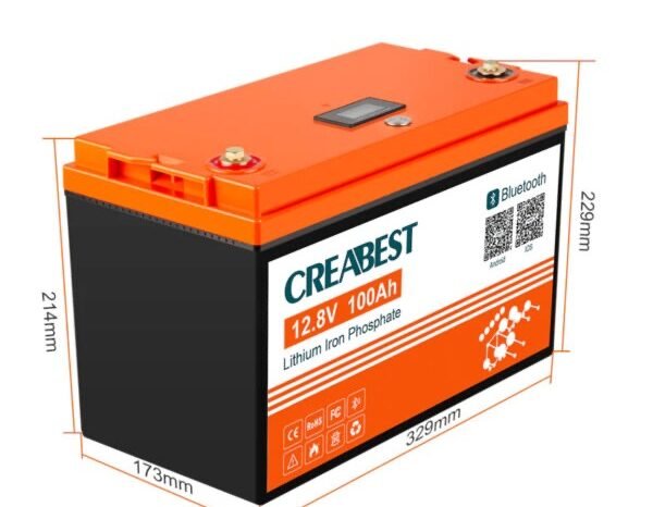 
								Batterie LiFePO4 100Ah 12.8V pour camping-car caravane camping bateau hors réseau avec Bluetooth full									