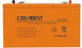 
										Batterie LiFePO4 120Ah 12.8V pour camping-car caravane camping bateau hors réseau avec Bluetooth full									