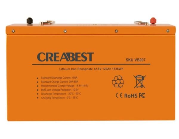 
								Batterie LiFePO4 120Ah 12.8V pour camping-car caravane camping bateau hors réseau avec Bluetooth full									