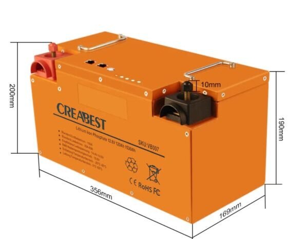 
								Batterie LiFePO4 120Ah 12.8V pour camping-car caravane camping bateau hors réseau avec Bluetooth full									