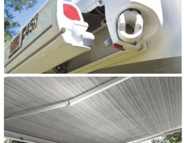 
								Store Fiamma F45S Blanc 2m60 Royal Grey + adaptateurs VW T5/T6 California full									